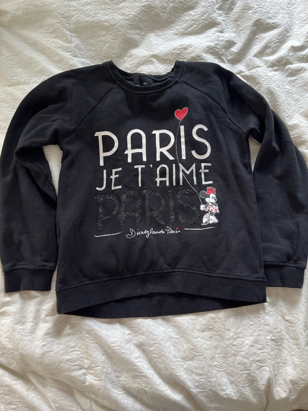 Kids Disneyland Paris 'Paris Je T'aime' Black Sweatshirt size 14